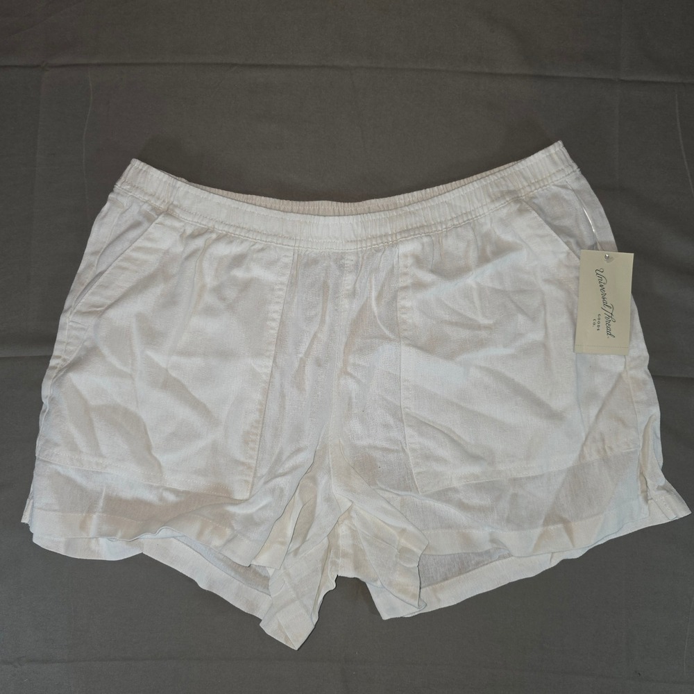 Universal Thread White Linen Blend Pull On Shorts Womens Medium NWT 013 11 3727
